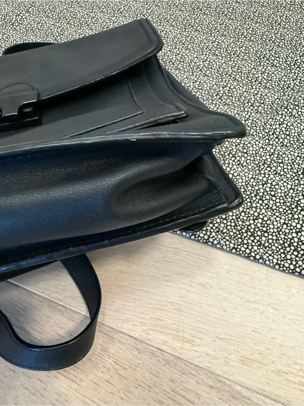 Loeffler Randall Black Leather Convertible Backpack or Crossbody Rare Bag